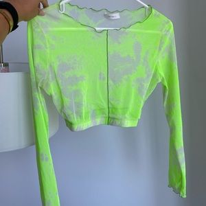 Neon Green Sheer Top - crop top